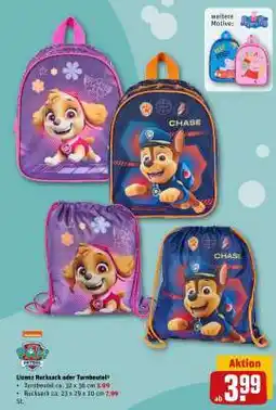 REWE Lizenz Rucksack oder Turnbeutel Angebot