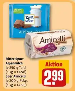 REWE Ritter Sport Alpenmilch oder Amicelli Angebot