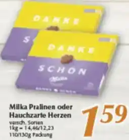 inkoop Milka Pralinen oder Hauchzarte Herzen Angebot