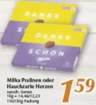 inkoop Milka Pralinen oder Hauchzarte Herzen Angebot