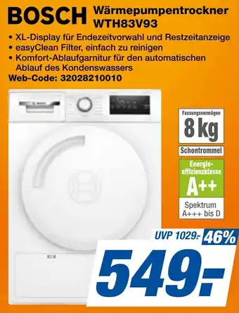 expert Techno Land BOSCH Wärmepumpentrockner WTH83V93 Angebot