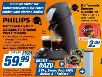 expert Techno Land PHILIPS Kaffeepad-System CSA220/60 Original Plus Premium Angebot