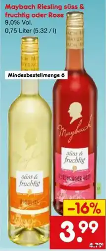 Netto Marken-Discount Maybach Riesling süss & fruchtig oder Rose Angebot