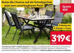 Rusta Tisch florens 140 + 4 stühle madrid Angebot