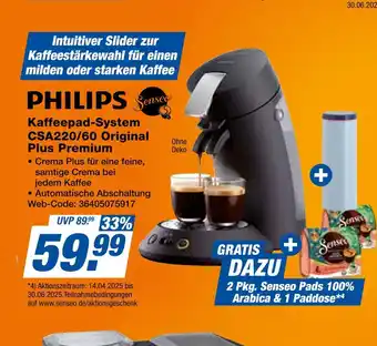 Expert Philips kaffeepad-system csa220/60 original plus premium Angebot