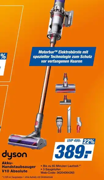Expert Dyson akku-handstaubsauger v10 absolute Angebot