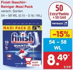 Netto Marken-Discount Finish Geschirr Reiniger Maxi Pack Angebot