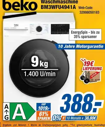 Expert Beko waschmaschine bm3wfu4941a Angebot
