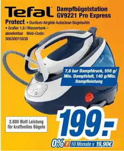 Expert Tefal dampfbügelstation gv9221 pro express Angebot