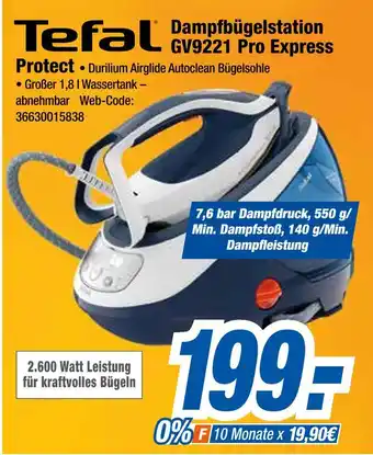 Expert Tefal dampfbügelstation gv9221 pro express Angebot