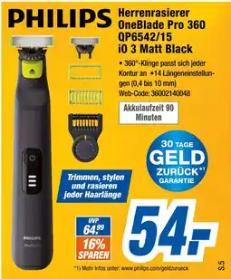 Expert Philips herrenrasierer oneblade pro 360 qp6542/15 io 3 matt black Angebot