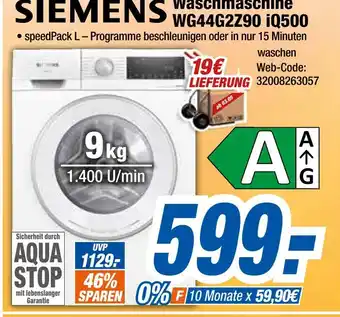 Expert Siemens waschmaschine wg44g2z90 iq500 Angebot