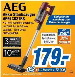 Expert Aeg akku staubsauger ap61cb21rs Angebot