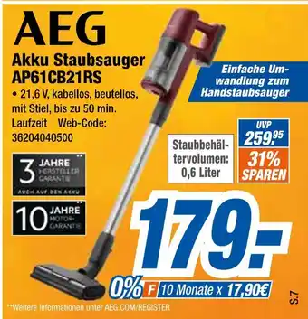 Expert Aeg akku staubsauger ap61cb21rs Angebot