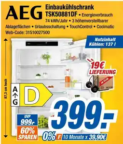 Expert Aeg einbaukühlschrank tsk50881df Angebot