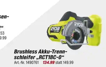 toom Baumarkt Ryobi brushless akku-trennschleifer „rct18c-0“ Angebot