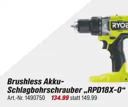 toom Baumarkt Ryobi brushless akku-schlagbohrschrauber „rpd18x-0“ Angebot