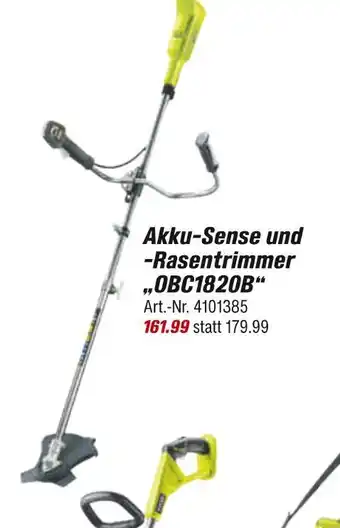 toom Baumarkt Ryobi akku-sense und -rasentrimmer „obc1820b“ Angebot