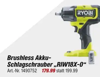 toom Baumarkt Ryobi brushless akku-schlagschrauber „riw18x-o“ Angebot