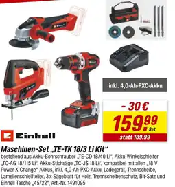 toom Baumarkt Einhell maschinen-set „te-tk 18/3 li kit“ Angebot