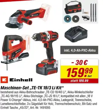 toom Baumarkt Einhell maschinen-set „te-tk 18/3 li kit“ Angebot