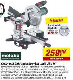 toom Baumarkt Metabo kapp- und gehrungssäge-set „kgs 254 m“ Angebot