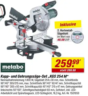 toom Baumarkt Metabo kapp- und gehrungssäge-set „kgs 254 m“ Angebot