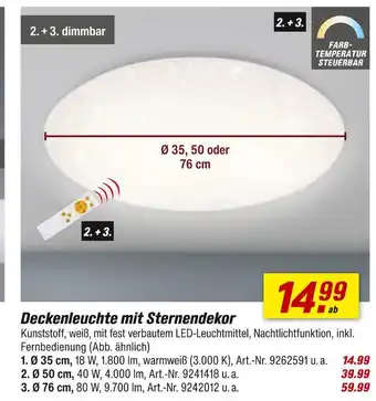 toom Baumarkt Deckenleuchte mit sternendekor Angebot