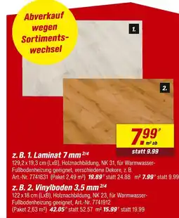 toom Baumarkt Laminate 7 mm oder vinylboden 3,5 mm Angebot