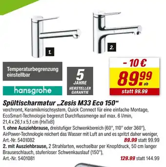 toom Baumarkt Hansgrohe spültischarmatur „zesis m33 eco 150“ Angebot