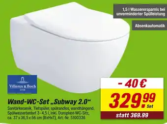 toom Baumarkt Villeroy & boch wand-wc-set „subway 2.0“ Angebot