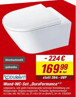 toom Baumarkt Duravit wand-wc-set „duraformance“ Angebot