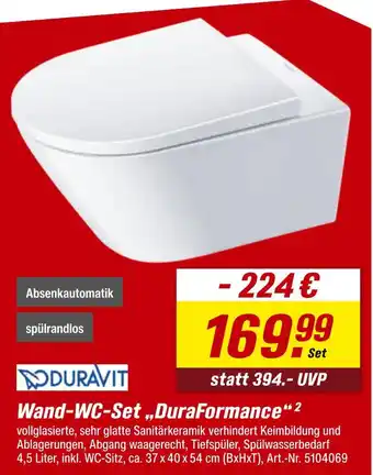 toom Baumarkt Duravit wand-wc-set „duraformance“ Angebot