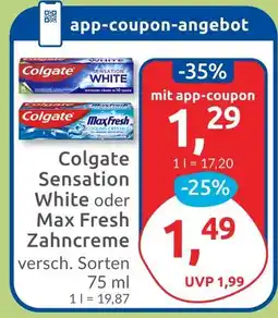 Budni Colgate sensation white oder max fresh zahncreme Angebot