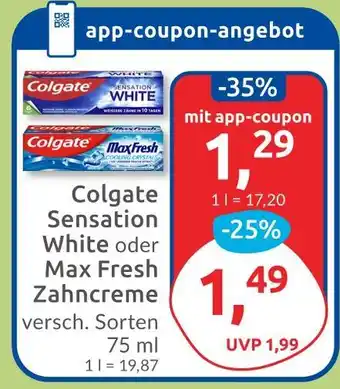 Budni Colgate sensation white oder max fresh zahncreme Angebot