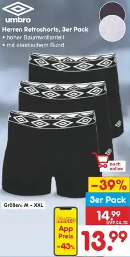 Netto Marken-Discount Umbro Herren Retroshorts, 3er Pack Angebot