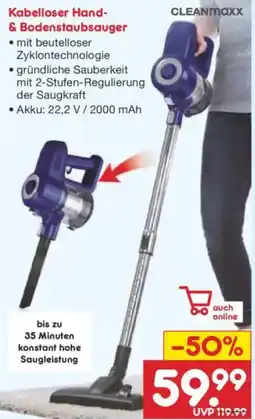 Netto Marken-Discount CLEANMAXX Kabelloser Hand- & Bodenstaubsauger Angebot