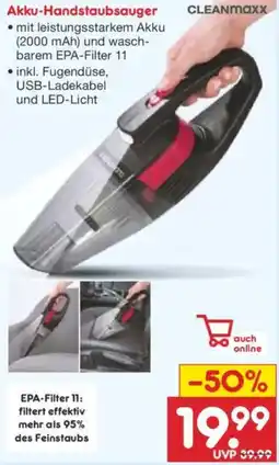 Netto Marken-Discount CLEANMAXX Akku-Handstaubsauger Angebot