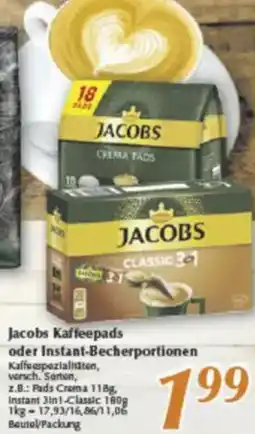 inkoop Jacobs Kaffeepads oder Instant-Becherportionen Angebot