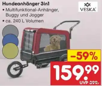 Netto Marken-Discount VESKA Hundeanhänger 3in1 Angebot