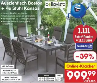 Netto Marken-Discount bellavista Ausziehtisch Boston + 4x Stuhl Kansas Angebot