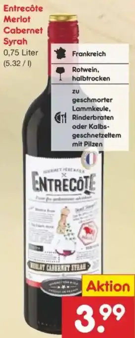 Netto Marken-Discount Entrecôte Merlot Cabernet Syrah Angebot