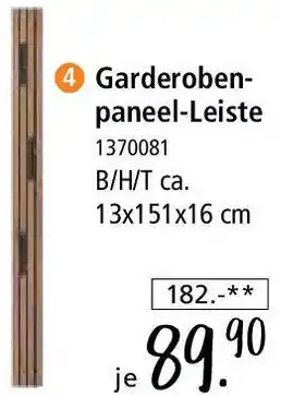 Zurbrüggen Garderobenpaneel-Leiste Angebot