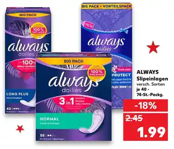 Kaufland Always Slipeinlagen 40-74 St. Packg. Angebot