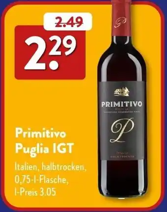 Aldi Süd Primitivo Puglia IGT Angebot
