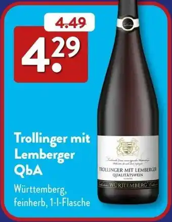 Aldi Süd Trollinger mit Lemberger QbA Angebot
