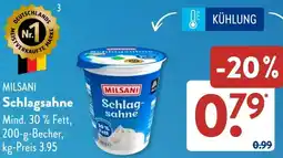 Aldi Süd MILSANI Schlagsahne Angebot