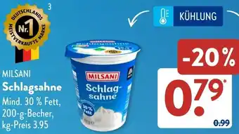 Aldi Süd MILSANI Schlagsahne Angebot