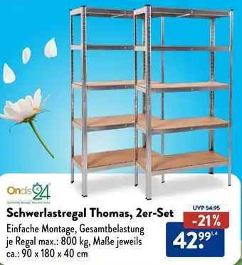 Aldi Süd Ondis 24 Schwerlastregal Thomas, 2er-Set Angebot