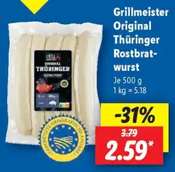 Lidl Grillmeister Original Thüringer Rostbrat- wurst Angebot